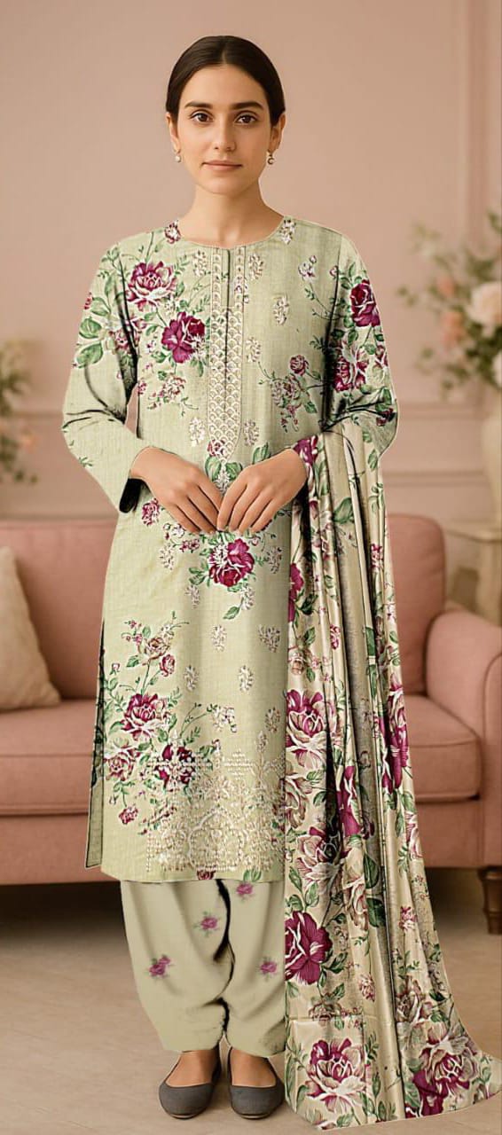 ITTEHAD Linen Embroidered 3 PC