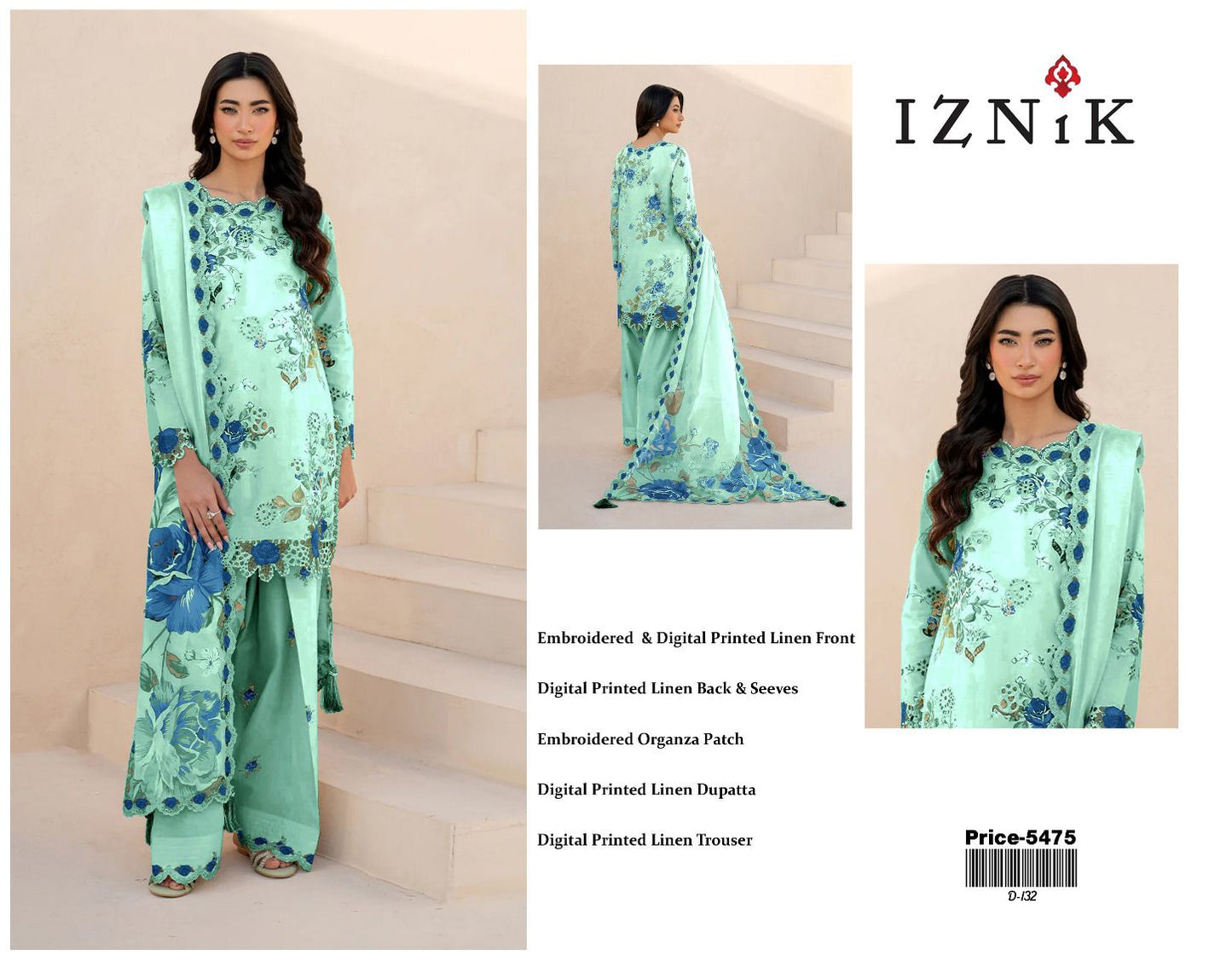 Iznik Emb Luxury Linen 3PC