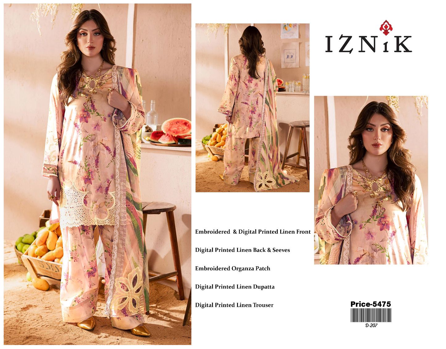 Iznik Emb Luxury Linen 3PC