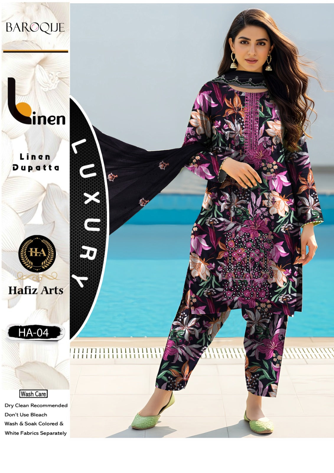 Baroque Linen Embroidered 3 PC