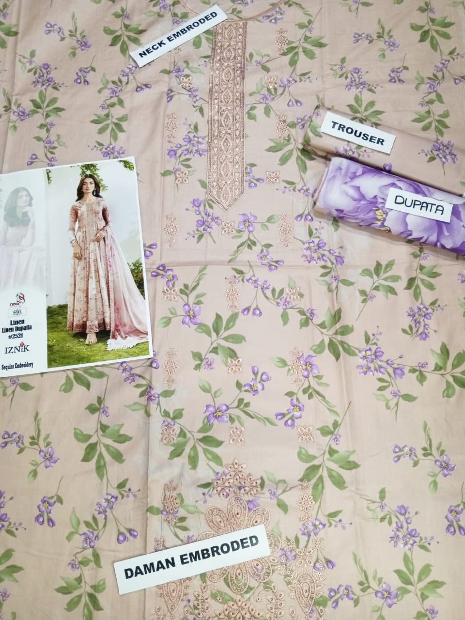 IZNIK Linen Embroidered 3 PC