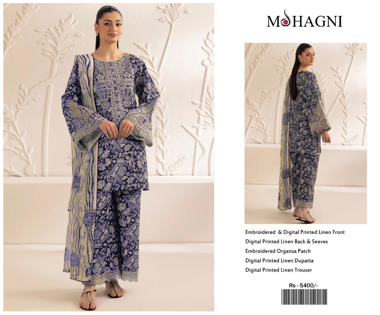 Mohagni Emb Luxury Linen 3PC