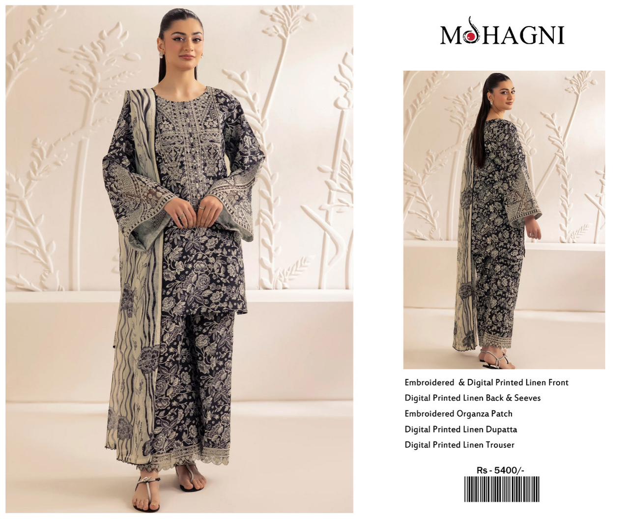 Mohagni Emb Luxury Linen 3PC