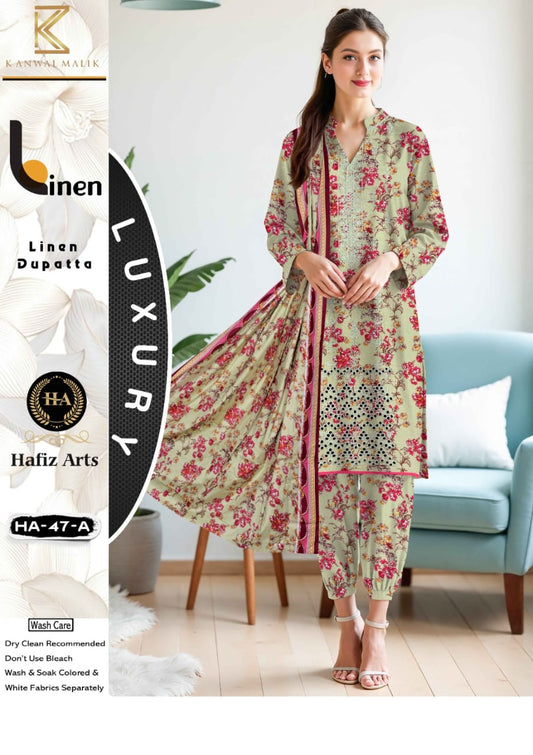 Kanwal Malik Linen Embroidered 3 PC