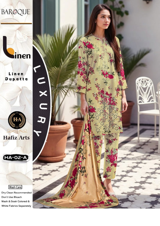 Baroque Linen Embroidered 3 PC