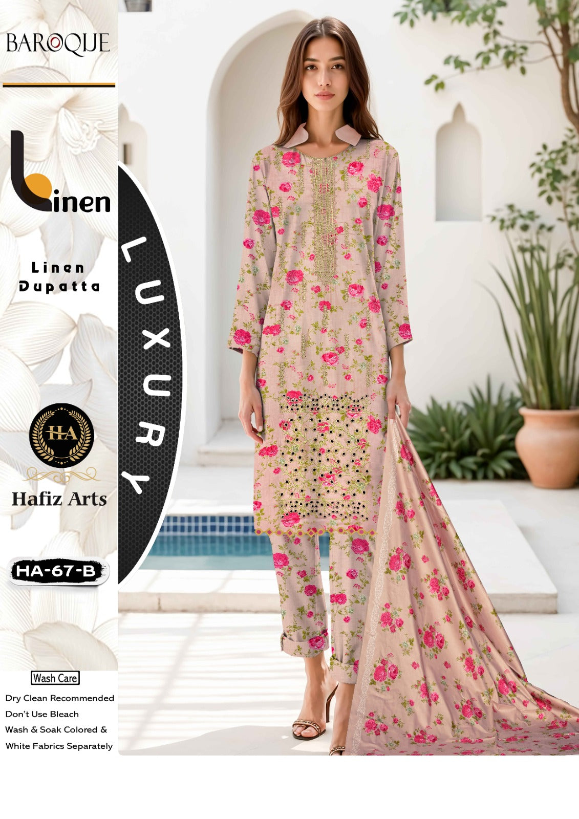 Baroque Linen Embroidered 3 PC