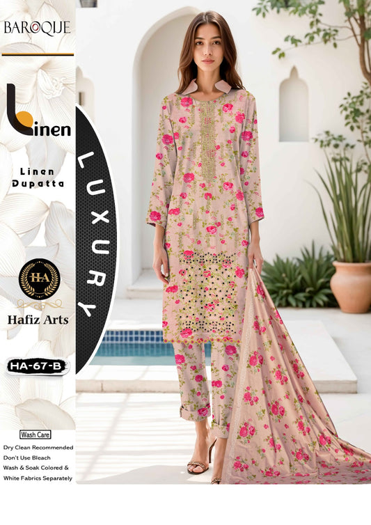 Baroque Linen Embroidered 3 PC