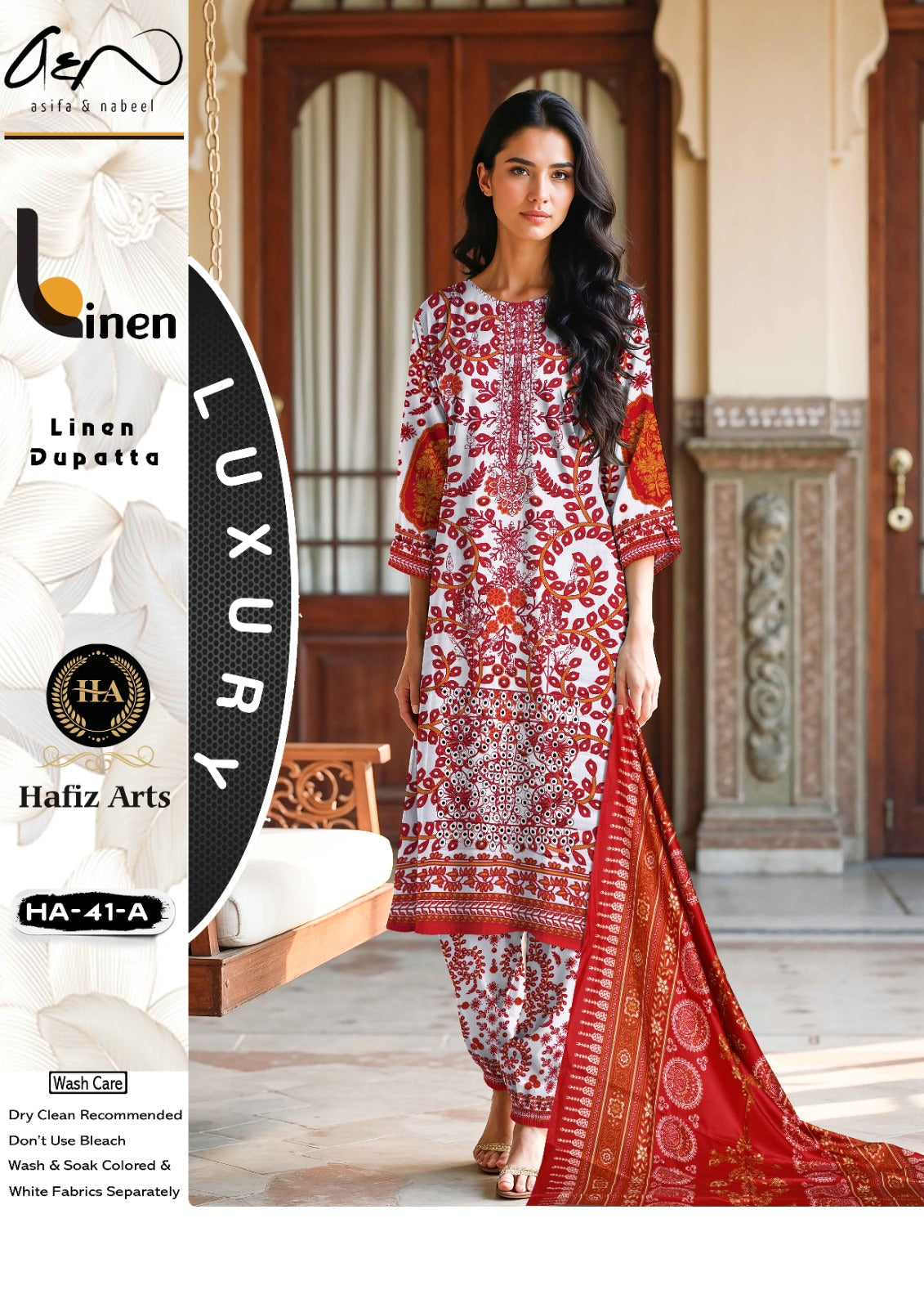 Asifa & Nabeel Linen Embroidered 3 PC