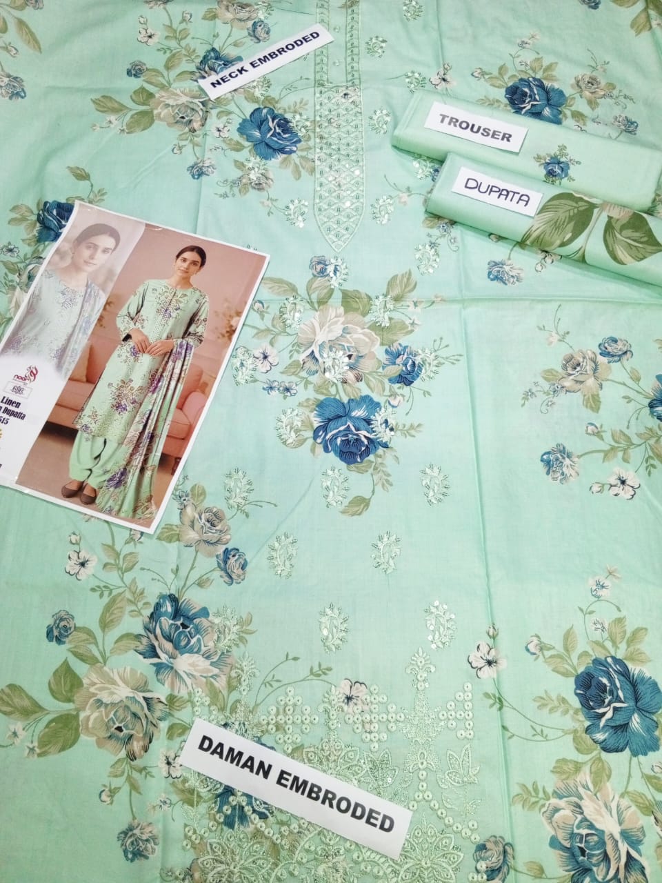 ITTEHAD Linen Embroidered 3 PC