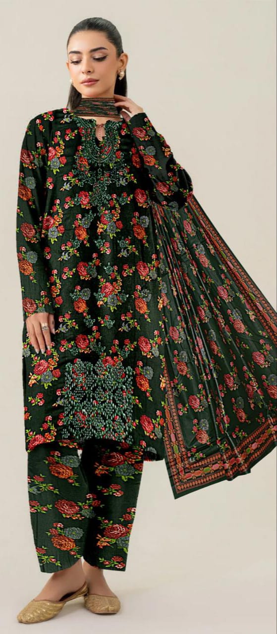 ANAYA Linen Embroidered 3 PC