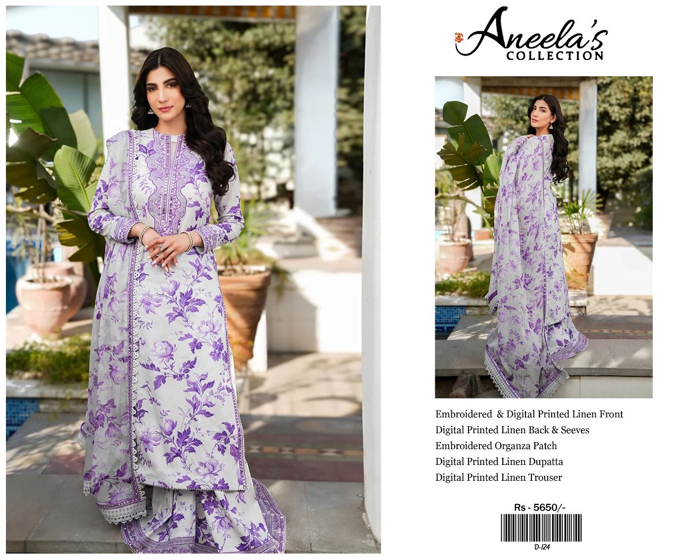 Aneelas Emb Luxury Linen 3PC