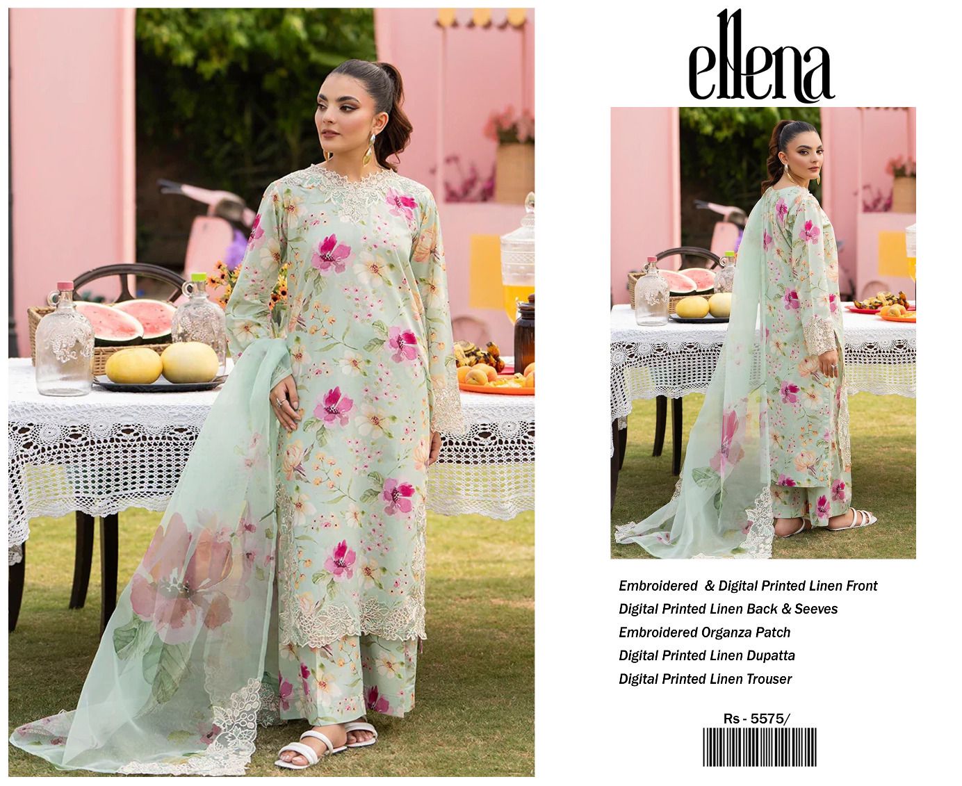 Ellena Emb Luxury Linen 3PC