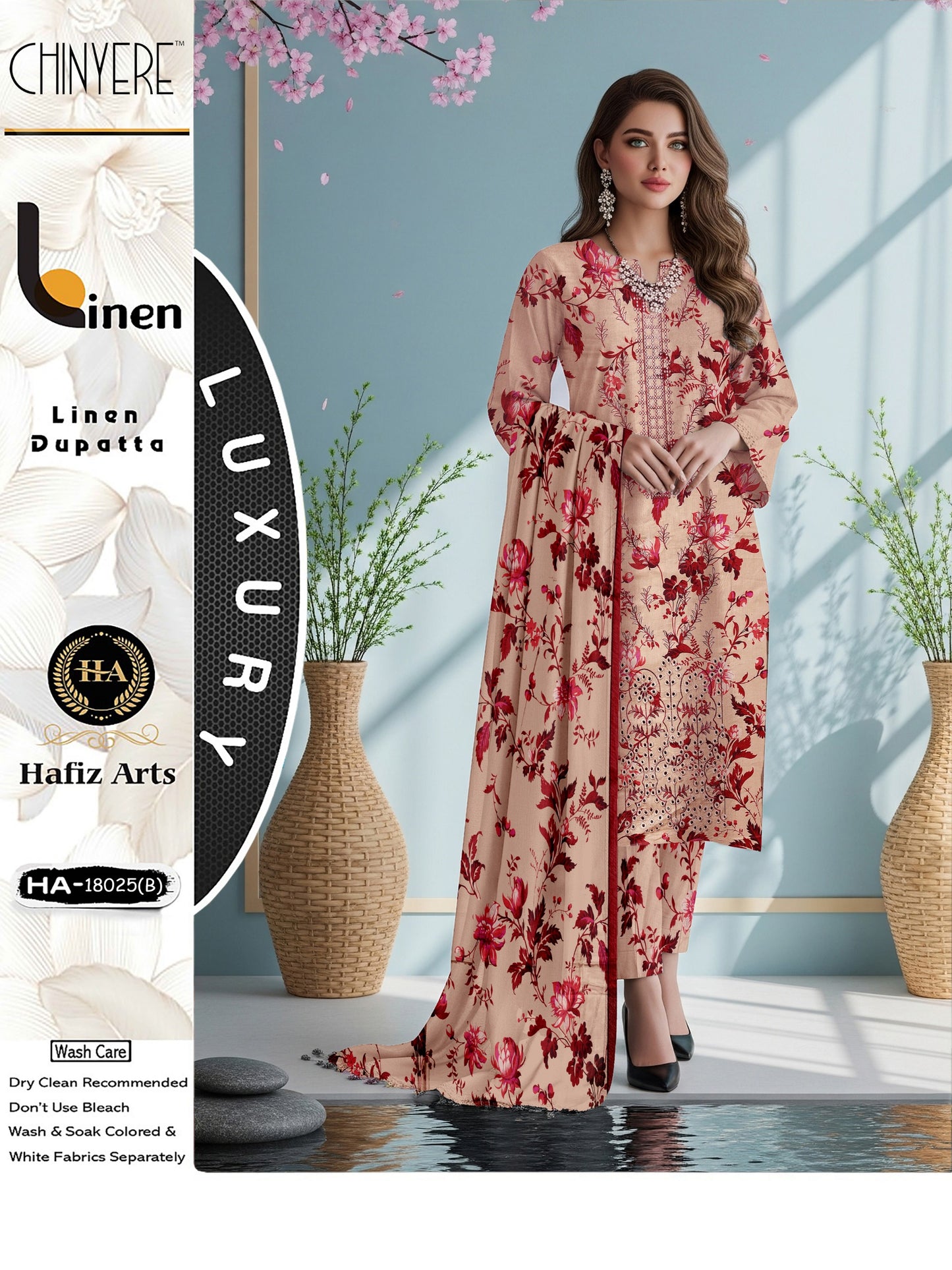 Chinyere Linen Embroidered 3 PC